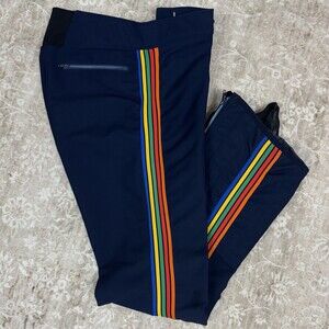 Obermeyer Ski Pants- Mens 34- Vintage Wool Blend RainbowRacer Stripe Japan Retro